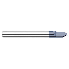Engraving Cutters - 0.1875″ (3/16″) Shank Diameter × 0.0300″ Flat × 60° included Carbide Tipped Engraver, 1 Flute, AlTiN Coated - Exact Industrial Supply