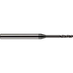 Harvey Tool - Ball End Mills; Mill Diameter (mm): 0.90 ; Mill Diameter (Decimal Inch): 0.0350 ; Number of Flutes: 3 ; Length of Cut (Decimal Inch): 0.1750 ; Material: Solid Carbide ; Overall Length (Inch): 2-1/2 - Exact Industrial Supply