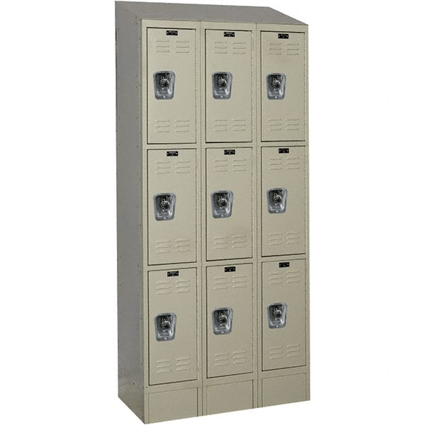 Hallowell - 9 Door, 3 Tier, Ready-Built Wardrobe & Box Lockers - USA Tool & Supply