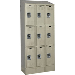Hallowell - 9 Door, 3 Tier, Ready-Built Wardrobe & Box Lockers - USA Tool & Supply