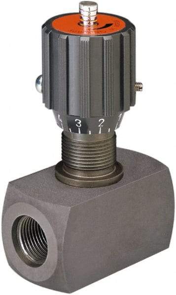 HYDAC - 3/8" Pipe, Inline Flow Control Needle Valve - NPTF Ends, Carbon Steel Valve, 5,000 Max psi - USA Tool & Supply