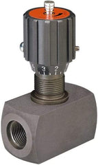 HYDAC - 3/8" Pipe, Inline Flow Control Needle Valve - NPTF Ends, Carbon Steel Valve, 5,000 Max psi - USA Tool & Supply