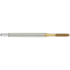 Guhring - M1.2x0.25 Metric 6HX D4/D5 Thread Limit Modified Bottoming Thread Forming Tap - High Speed Steel, TiN Finish, 40mm OAL, 5mm Thread Length, Right Hand Thread, Series 921 - USA Tool & Supply