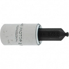 Proto - 1/4" Drive, 3/32" Hex Bit Socket - 1-1/2" OAL, 1.047" Bit Length, Ball End - USA Tool & Supply