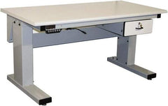 Proline - 72 Wide x 30" Deep x 42-1/2" High, Static Dissipative Workbench - Adjustable Height Legs, Light Gray - USA Tool & Supply