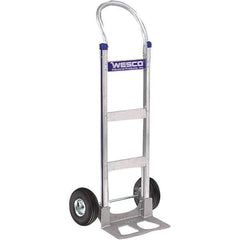 Wesco Industrial Products - 600 Lb Capacity 49" OAH Hand Truck - 14 x 7-1/2" Base Plate, Swept Back, Continuous Handle, Aluminum, Full Pneumatic Wheels - USA Tool & Supply