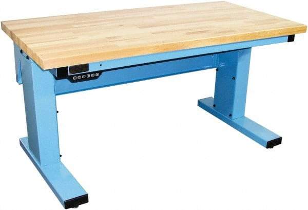 Proline - No Drawers, Work Bench - 1,000 Lb Capacity, Butcher Block Maple Top, Light Blue, 30" Wide x 30-1/2" High x 72" Long - USA Tool & Supply