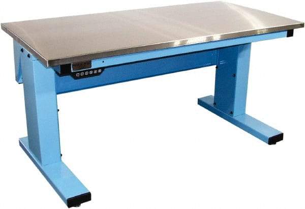 Proline - No Drawers, Work Bench - 1,000 Lb Capacity, Stainless Steel Top, Light Blue, 30" Wide x 30-1/2" High x 72" Long - USA Tool & Supply
