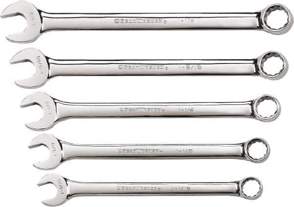 GearWrench - 5 Piece, 1-1/16" to 1-1/2", 12 Point Combination Wrench Set - Inch Measurement Standard, Chrome Finish - USA Tool & Supply