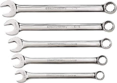 GearWrench - 5 Piece, 1-1/16" to 1-1/2", 12 Point Combination Wrench Set - Inch Measurement Standard, Chrome Finish - USA Tool & Supply