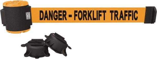 Banner Stakes - 30' Long x 2-1/2" Wide Nylon/Polyester Magnetic Wall Mount Barrier - Black on Orange - USA Tool & Supply