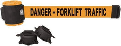 Banner Stakes - 30' Long x 2-1/2" Wide Nylon/Polyester Magnetic Wall Mount Barrier - Black on Orange - USA Tool & Supply