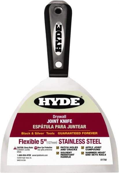 Hyde Tools - 5" Wide Flexible Blade Stainless Steel Joint Knife - Flexible, Nylon Handle - USA Tool & Supply