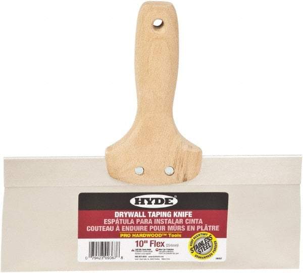Hyde Tools - 10" Wide Flexible Blade Stainless Steel Joint Knife - Flexible, Hardwood Handle - USA Tool & Supply