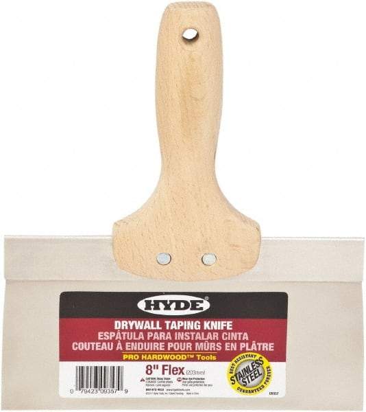 Hyde Tools - 8" Wide Flexible Blade Stainless Steel Joint Knife - Flexible, Hardwood Handle - USA Tool & Supply