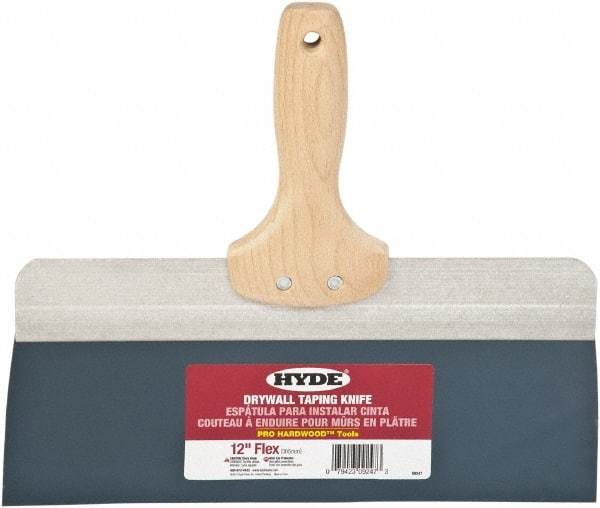 Hyde Tools - 12" Wide Flexible Blade Steel Joint Knife - Flexible, Hardwood Handle - USA Tool & Supply