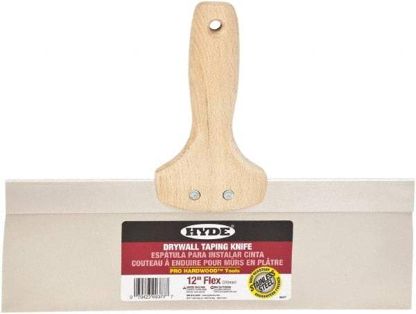 Hyde Tools - 12" Wide Flexible Blade Stainless Steel Joint Knife - Flexible, Hardwood Handle - USA Tool & Supply