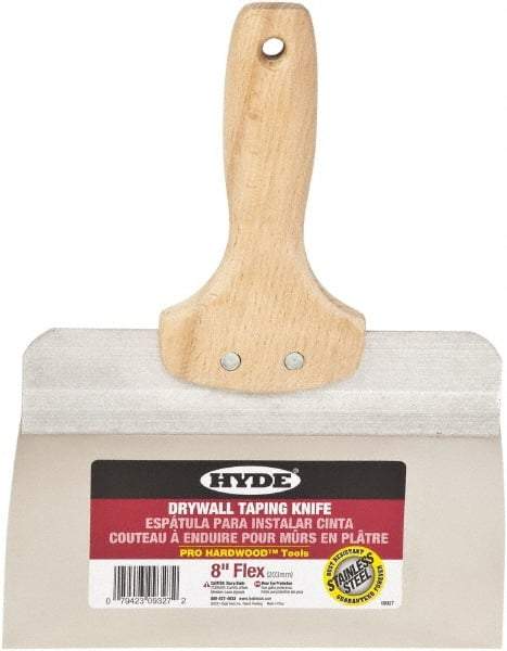 Hyde Tools - 8" Wide Flexible Blade Stainless Steel Joint Knife - Flexible, Hardwood Handle - USA Tool & Supply