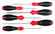 6 Piece - SoftFinish® Cushion Grip Screwdriver Set - #30291 - Includes: Slotted 4.5 - 6.5mm; Phillips #1 - 2 and Square #1 - 2 - USA Tool & Supply