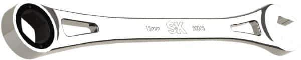 SK - 15mm 6 Point Combination Wrench - 10" OAL, Steel, Full Polish Finish - USA Tool & Supply