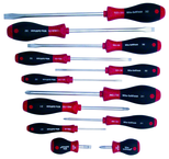 12 Piece - SoftFinish® Cushion Grip Screwdriver Set - #30297 - Includes: Slotted 3.0 - 10.0mm Phillips #0 - 3 - USA Tool & Supply