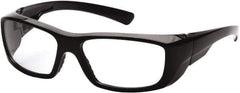 PYRAMEX - Clear Lenses, Framed Safety Glasses - Scratch Resistant, Black Nylon Frame, Size Universal, Wrap Around - USA Tool & Supply