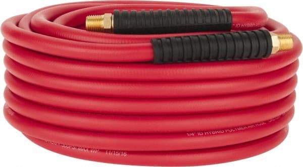 PRO-SOURCE - 1/4" ID x 0.4921" OD 50' Long Multipurpose Air Hose - MNPT x MNPT Ends, 300 Working psi, -40 to 180°F, 1/4" Fitting, Red - USA Tool & Supply