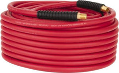 PRO-SOURCE - 1/4" ID x 0.4921" OD 100' Long Multipurpose Air Hose - MNPT x MNPT Ends, 300 Working psi, -40 to 180°F, 1/4" Fitting, Red - USA Tool & Supply