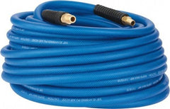 PRO-SOURCE - 3/8" ID x 0.6102" OD 100' Long Multipurpose Air Hose - MNPT(Swivel) x MNPT(Swivel) Ends, 300 Working psi, -40 to 176°F, 1/4" Fitting, Transparent Blue - USA Tool & Supply