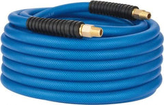 PRO-SOURCE - 3/8" ID x 0.6102" OD 50' Long Multipurpose Air Hose - MNPT(Swivel) x MNPT(Swivel) Ends, 300 Working psi, -40 to 176°F, 1/4" Fitting, Transparent Blue - USA Tool & Supply