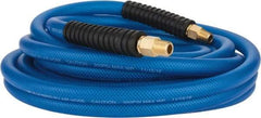 PRO-SOURCE - 3/8" ID x 0.6102" OD 25' Long Multipurpose Air Hose - MNPT(Swivel) x MNPT(Swivel) Ends, 300 Working psi, -40 to 176°F, 1/4" Fitting, Transparent Blue - USA Tool & Supply