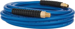 PRO-SOURCE - 1/4" ID x 0.4331" OD 25' Long Multipurpose Air Hose - MNPT(Swivel) x MNPT(Swivel) Ends, 300 Working psi, -40 to 176°F, 1/4" Fitting, Transparent Blue - USA Tool & Supply