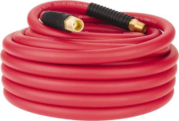 PRO-SOURCE - 1/2" ID x 0.7874" OD 50' Long Multipurpose Air Hose - MNPT x MNPT Ends, 300 Working psi, -40 to 180°F, 1/2" Fitting, Red - USA Tool & Supply