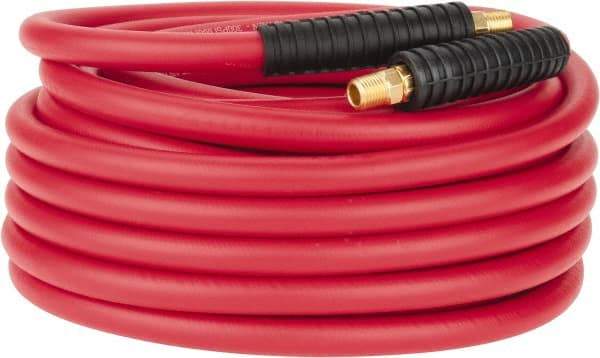 PRO-SOURCE - 3/8" ID x 0.6496" OD 50' Long Multipurpose Air Hose - MNPT x MNPT Ends, 300 Working psi, -40 to 180°F, 1/4" Fitting, Red - USA Tool & Supply