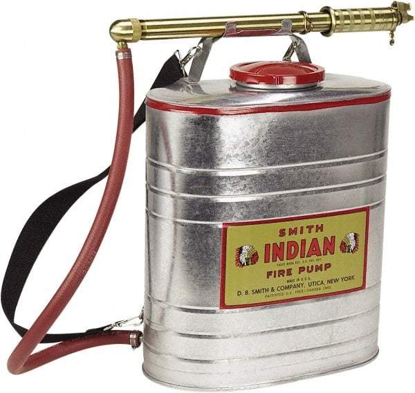 Smith Indian - 5 Gal Chemical Safe Garden Fire Pump - Steel Tank, Wide Mouth, Reinforced Hose - USA Tool & Supply