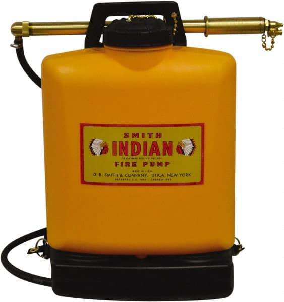 Smith Indian - 5 Gal Chemical Safe Garden Fire Pump - Polyethylene Tank, Wide Mouth, Reinforced Hose - USA Tool & Supply