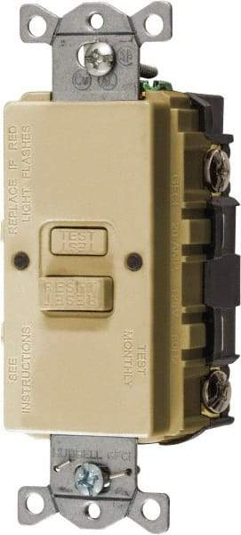 Hubbell Wiring Device-Kellems - 1 Phase, 5-20R NEMA, 125 VAC, 20 Amp, GFCI Receptacle - 2 Pole, Back and Side Wiring, Commercial Grade - USA Tool & Supply