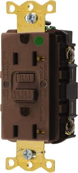 Hubbell Wiring Device-Kellems - 1 Phase, 5-20R NEMA, 125 VAC, 20 Amp, GFCI Receptacle - 2 Pole, Back and Side Wiring, Hospital Grade - USA Tool & Supply