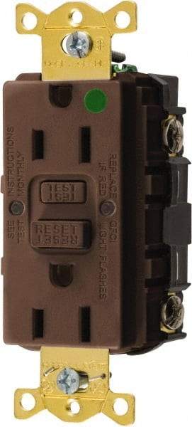 Hubbell Wiring Device-Kellems - 1 Phase, 5-15R NEMA, 125 VAC, 15 Amp, GFCI Receptacle - 2 Pole, Back and Side Wiring, Hospital Grade - USA Tool & Supply