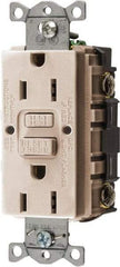 Hubbell Wiring Device-Kellems - 1 Phase, 5-15R NEMA, 125 VAC, 15 Amp, GFCI Receptacle - 2 Pole, Back and Side Wiring, Commercial Grade - USA Tool & Supply