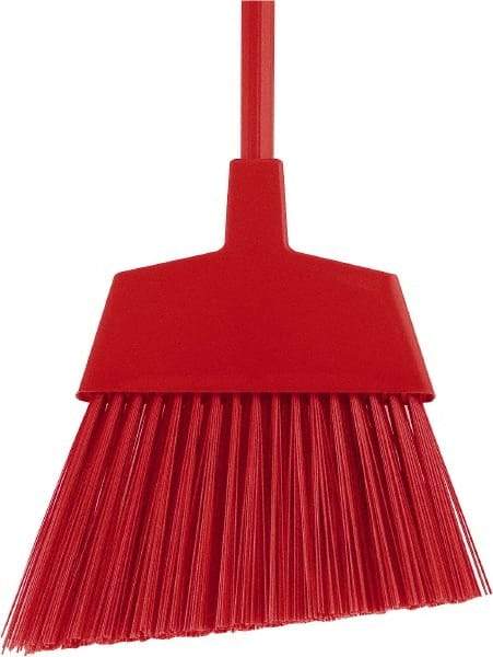 O-Cedar - 12" Wide, Red Polypropylene Bristles, 48" Metal Handle, Angled Broom - 48 Inch Handle Length - USA Tool & Supply