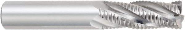 OSG - 1/2" Diam, Coarse Pitch, 1-1/4" LOC, 4 Flute Solid Carbide Roughing Square End Mill - Uncoated, 3" OAL, 1/2" Shank Diam, Centercutting, 30° Helix - USA Tool & Supply