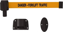 Banner Stakes - 15' Long x 2-1/2" Wide Nylon/Polyester Wall-Mounted Indoor Barrier - Black on Orange - USA Tool & Supply