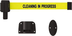 Banner Stakes - 15' Long x 2-1/2" Wide Nylon/Polyester Wall-Mounted Indoor Barrier - Black on Yellow - USA Tool & Supply