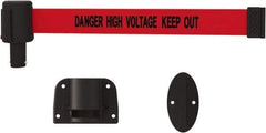 Banner Stakes - 15' Long x 2-1/2" Wide Nylon/Polyester Wall-Mounted Indoor Barrier - Black on Red - USA Tool & Supply