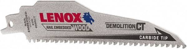 Lenox - 6" Long x 1" Thick, Carbide Reciprocating Saw Blade - Tapered Profile, 6 TPI, Toothed Edge, Tang Shank - USA Tool & Supply