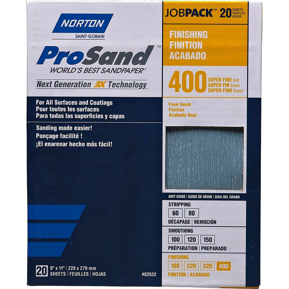 Norton - Sanding Sheets Abrasive Material: Aluminum Oxide Grade: Super Fine - USA Tool & Supply