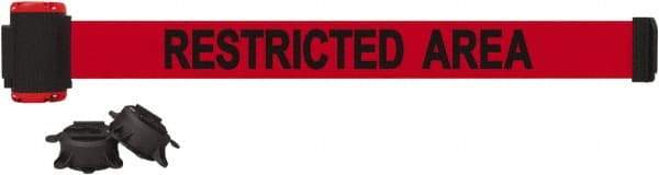 Banner Stakes - 7' Long x 2-1/2" Wide Nylon/Polyester Magnetic Wall Mount Barrier - Black on Red - USA Tool & Supply