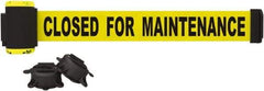 Banner Stakes - 7' Long x 2-1/2" Wide Nylon/Polyester Magnetic Wall Mount Barrier - Black on Yellow - USA Tool & Supply