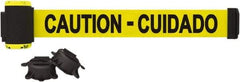 Banner Stakes - 7' Long x 2-1/2" Wide Nylon/Polyester Magnetic Wall Mount Barrier - Black on Yellow - USA Tool & Supply